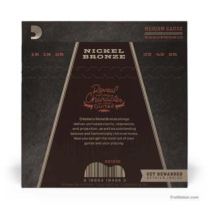 D'Addario D'Addario Nickel Bronze Resophonic Guitar Strings - 6-String 16-56 Medium NB1656