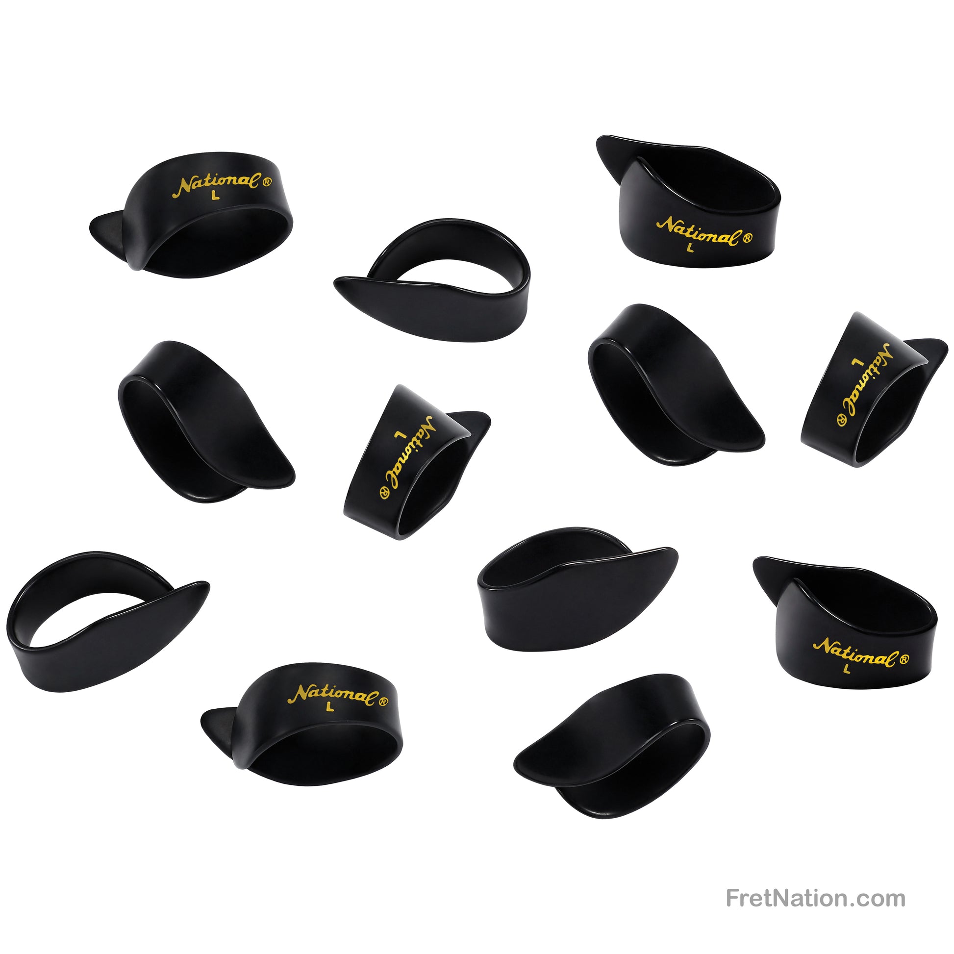 D'Addario D'Addario National Celluloid Thumb Picks Large 12-pack Black - NP8B-12