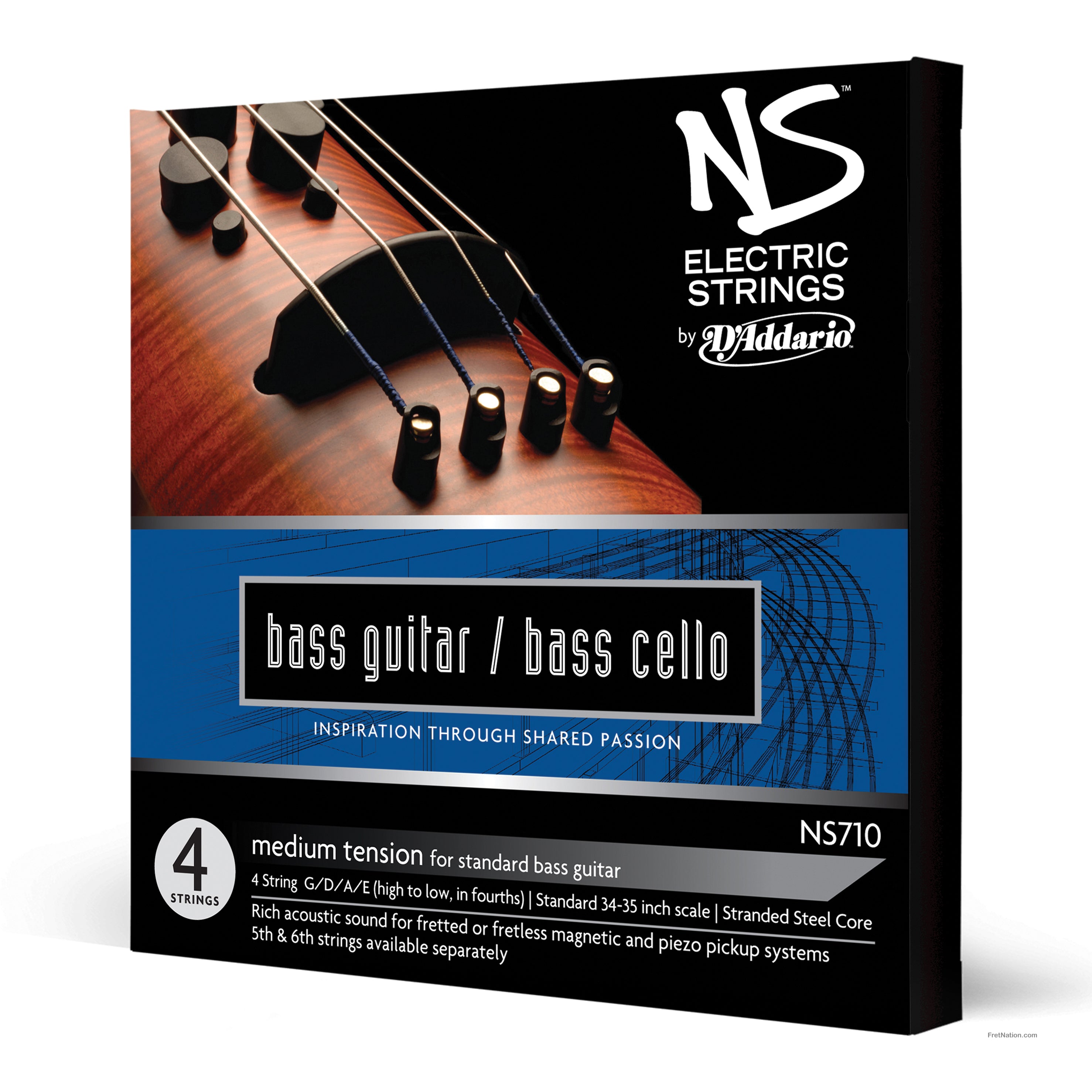 D'Addario NS 4/4 Scale Electric Bass/Cello String Set - NS710 4/4M