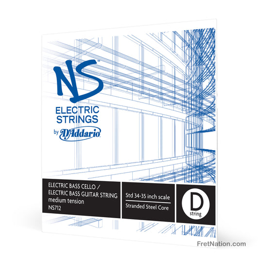 D'Addario D'Addario NS Single 4/4 Scale Electric Bass/Cello D String - NS712 4/4M Medium