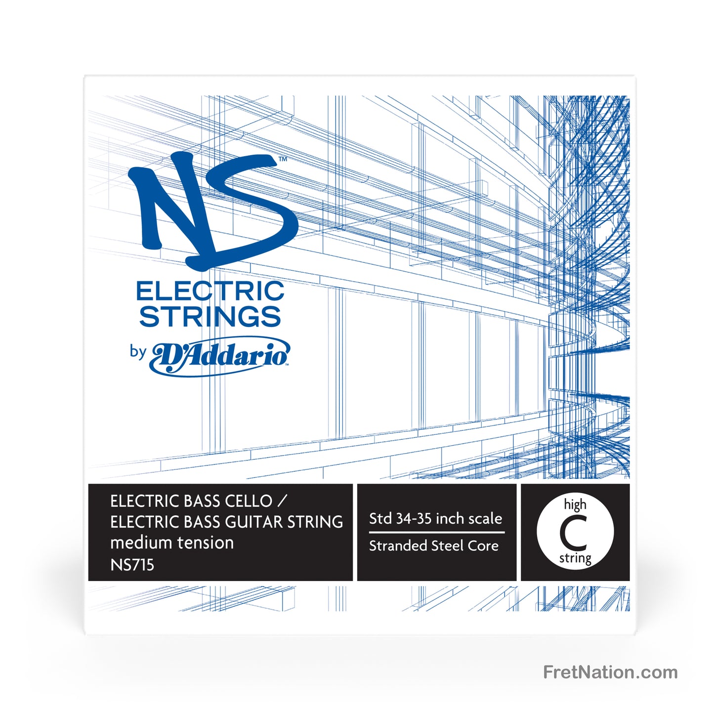 D'Addario D'Addario NS Single 4/4 Scale Electric Bass/Cello High C String - NS715 4/4M Medium