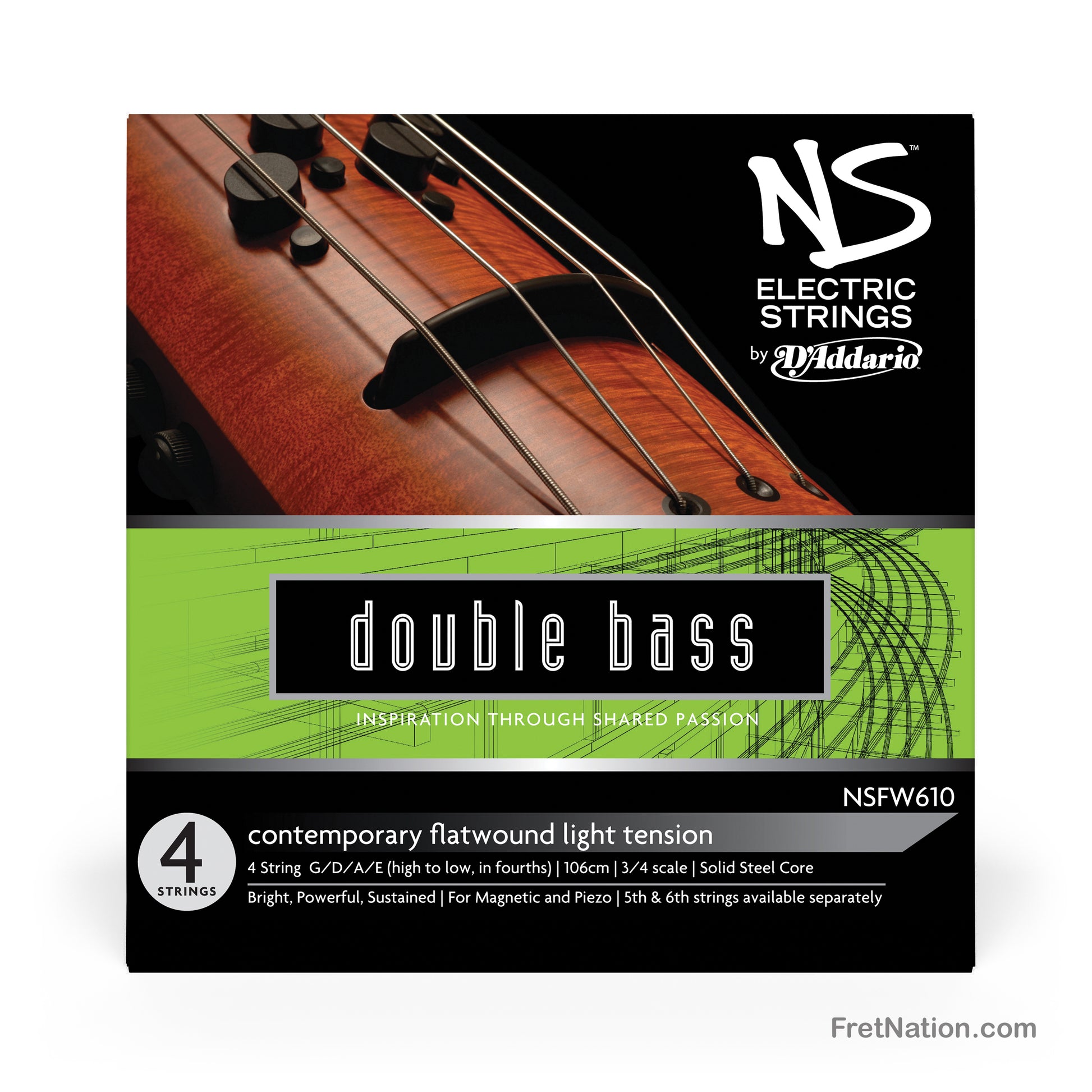 D'Addario D'Addario NS 3/4 Scale Electric Contemporary Bass String Set - NSFW610 3/4L Light
