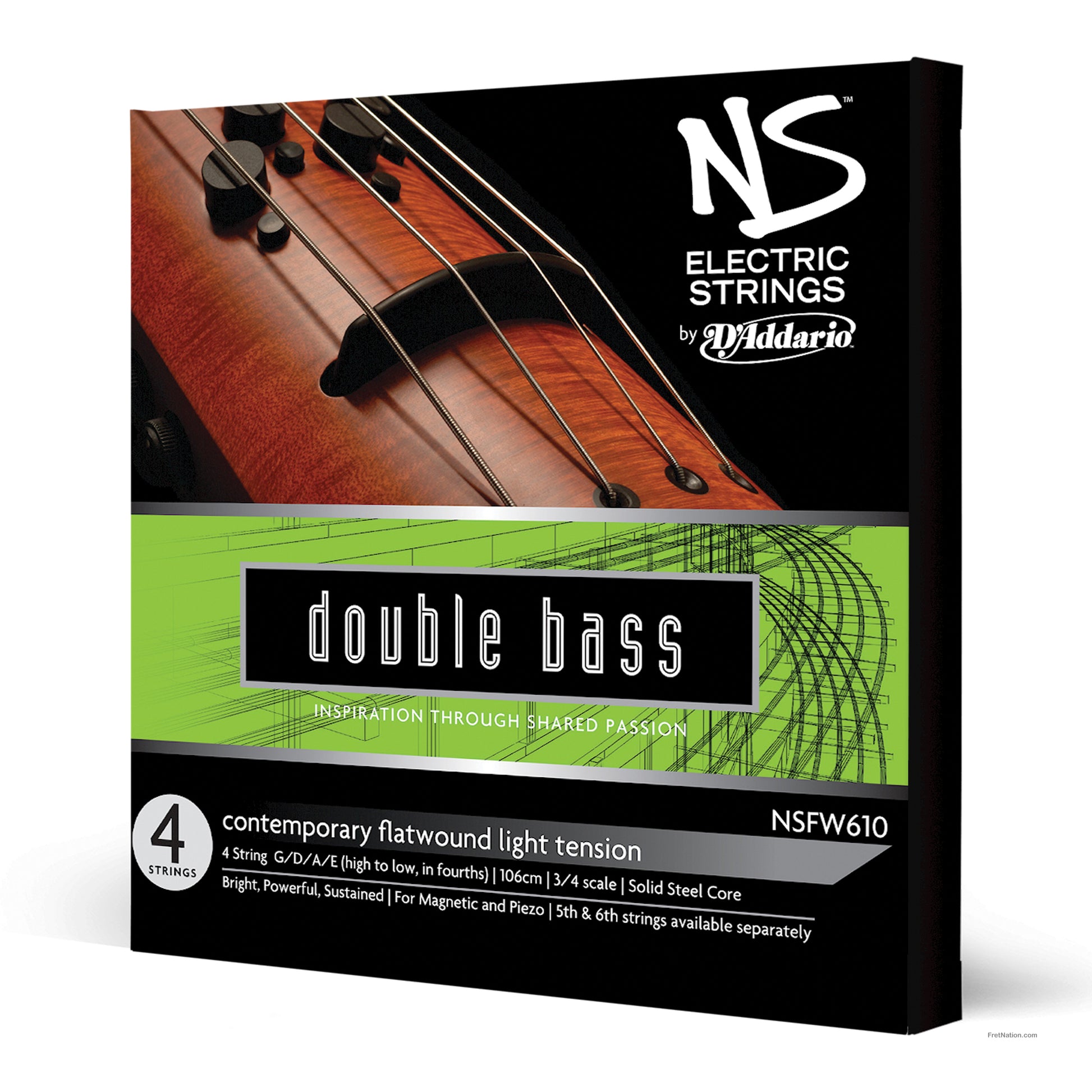 D'Addario D'Addario NS 3/4 Scale Electric Contemporary Bass String Set - NSFW610 3/4L Light