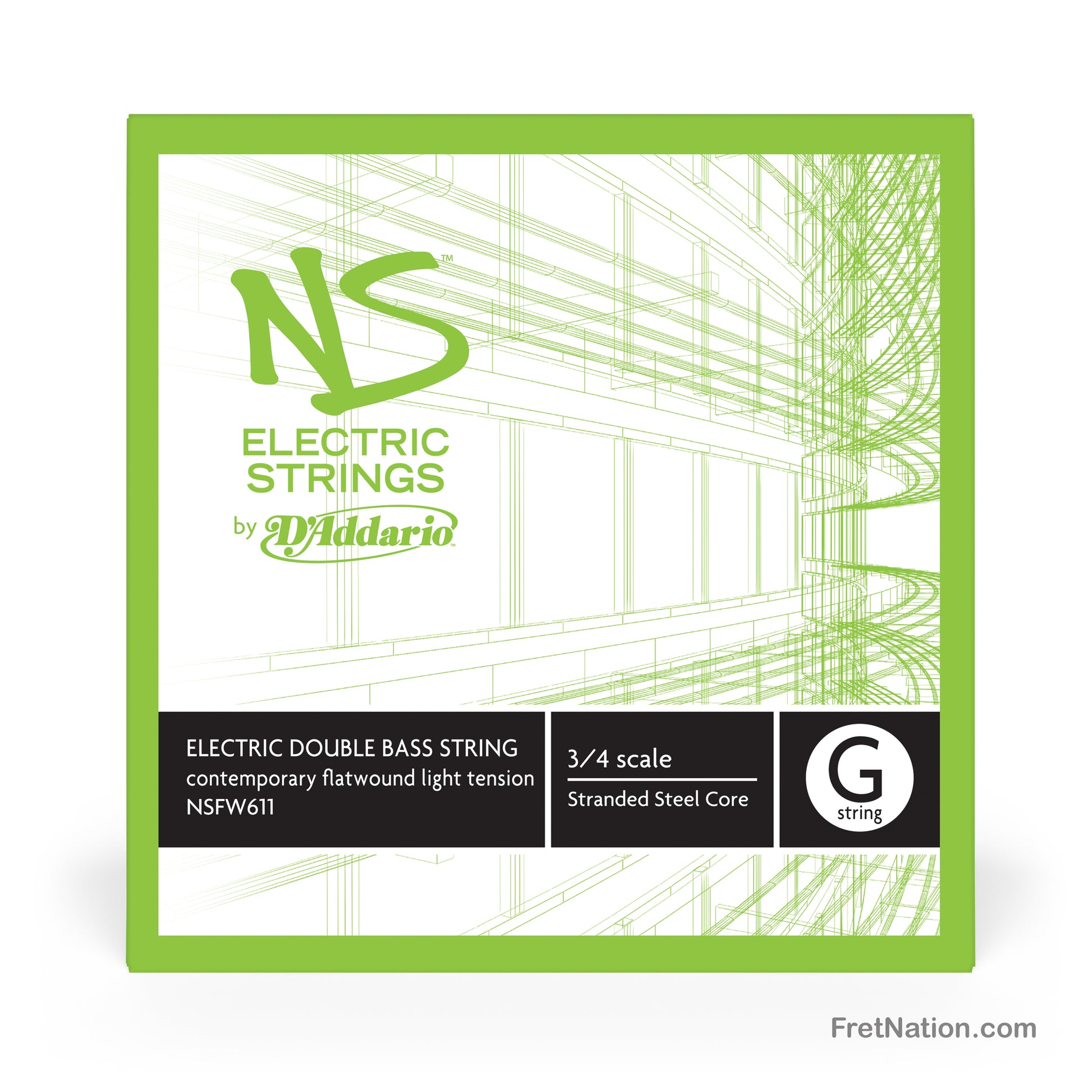 D'Addario D'Addario NS Single 3/4 Scale Electric Contemporary Bass G String - NSFW611 3/4L Light