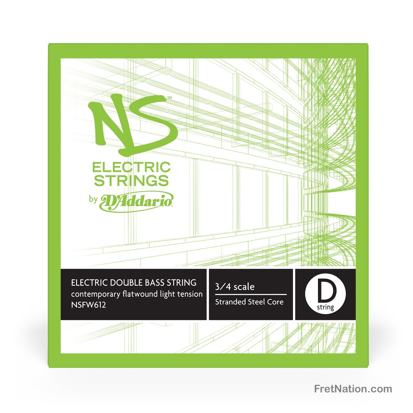D'Addario D'Addario NS Single 3/4 Scale Electric Contemporary Bass D String - NSFW612 3/4L Light