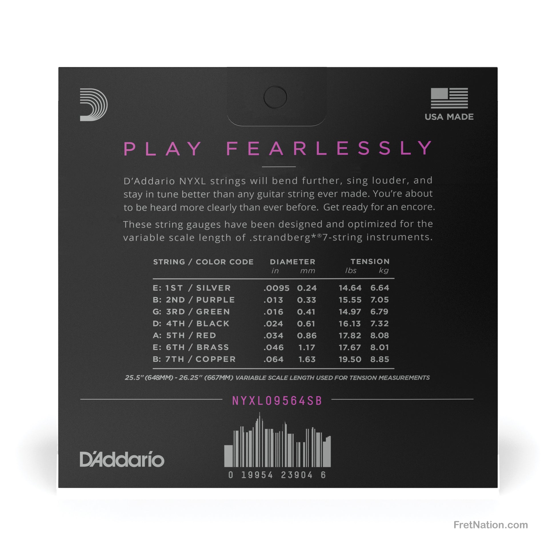 D'Addario D'Addario NYXL Electric Guitar String Set - 7-String 09.5-64 Strandberg NYXL09564SB