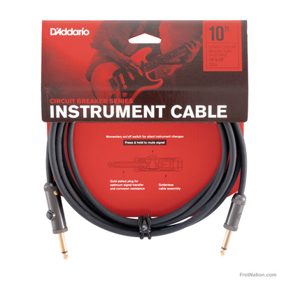 D'Addario D'Addario Circuit Breaker Momentary Mute Instrument Cable 10-Foot 1/4" - PW-AG-10