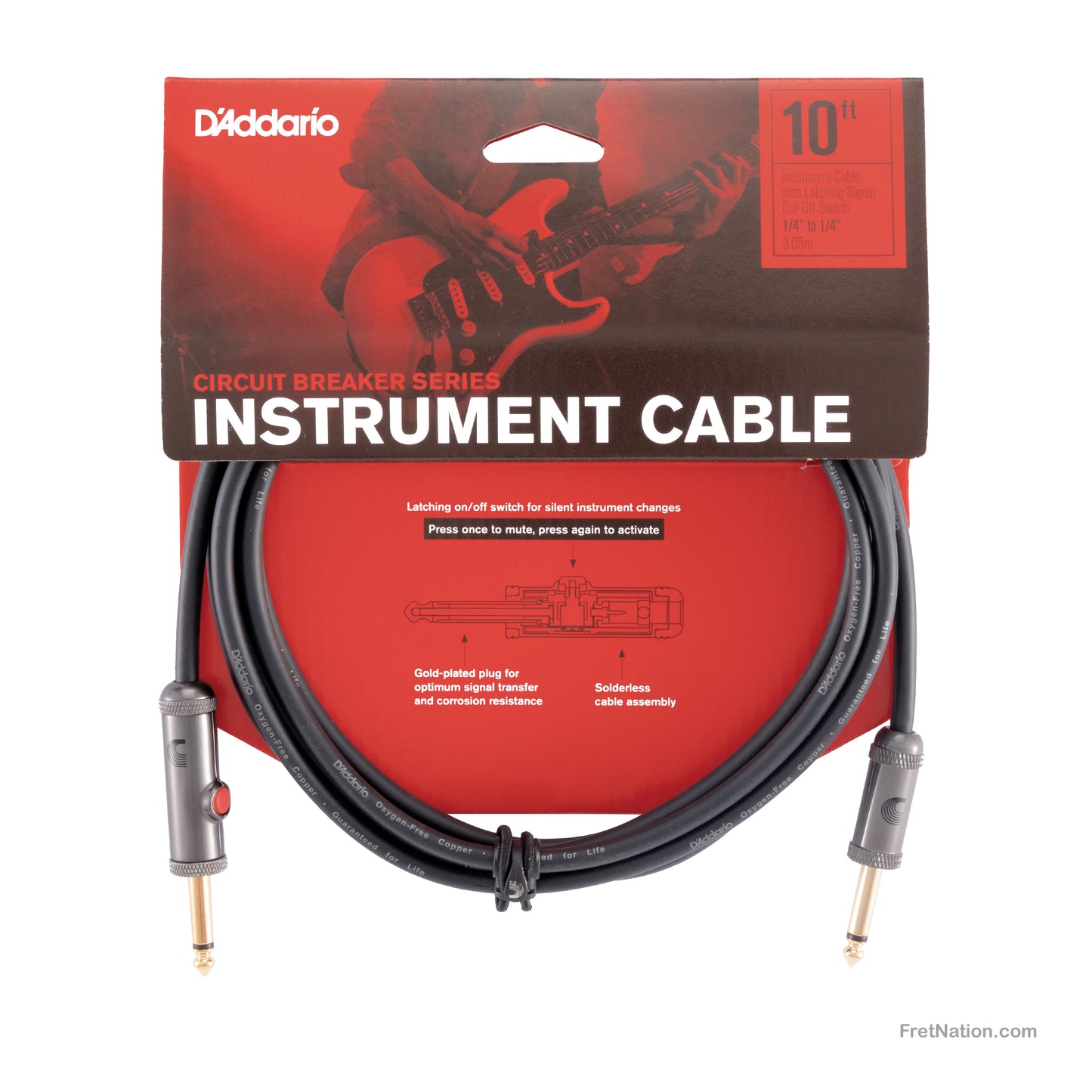 D'Addario D'Addario Circuit Breaker with Latching Cut-Off Switch 10-Foot 1/4" - PW-AGL-10