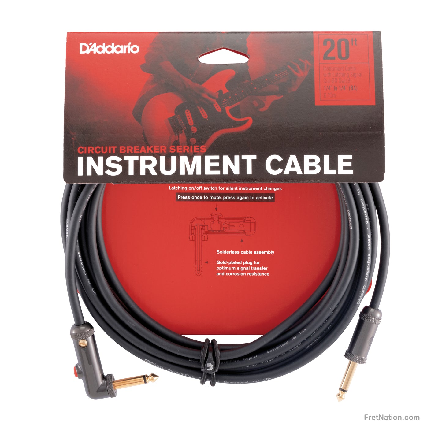 D'Addario D'Addario Circuit Breaker with Latching Cut-Off Switch 20-Foot 1/4" - PW-AGLRA-20
