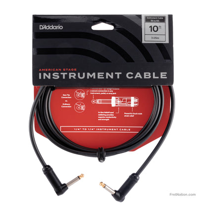 D'Addario D'Addario American Stage Instrument Cable Dual Right Angle 10-Foot 1/4" - PW-AMSGRR-10