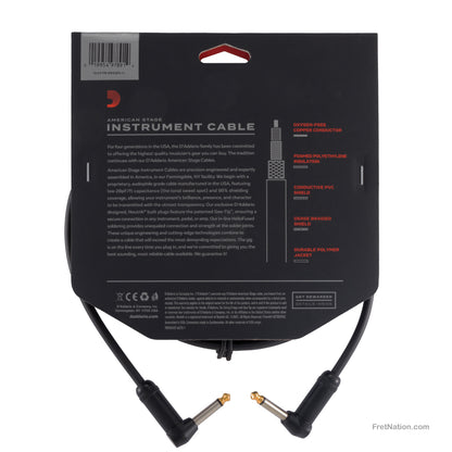 D'Addario D'Addario American Stage Instrument Cable Dual Right Angle 10-Foot 1/4" - PW-AMSGRR-10