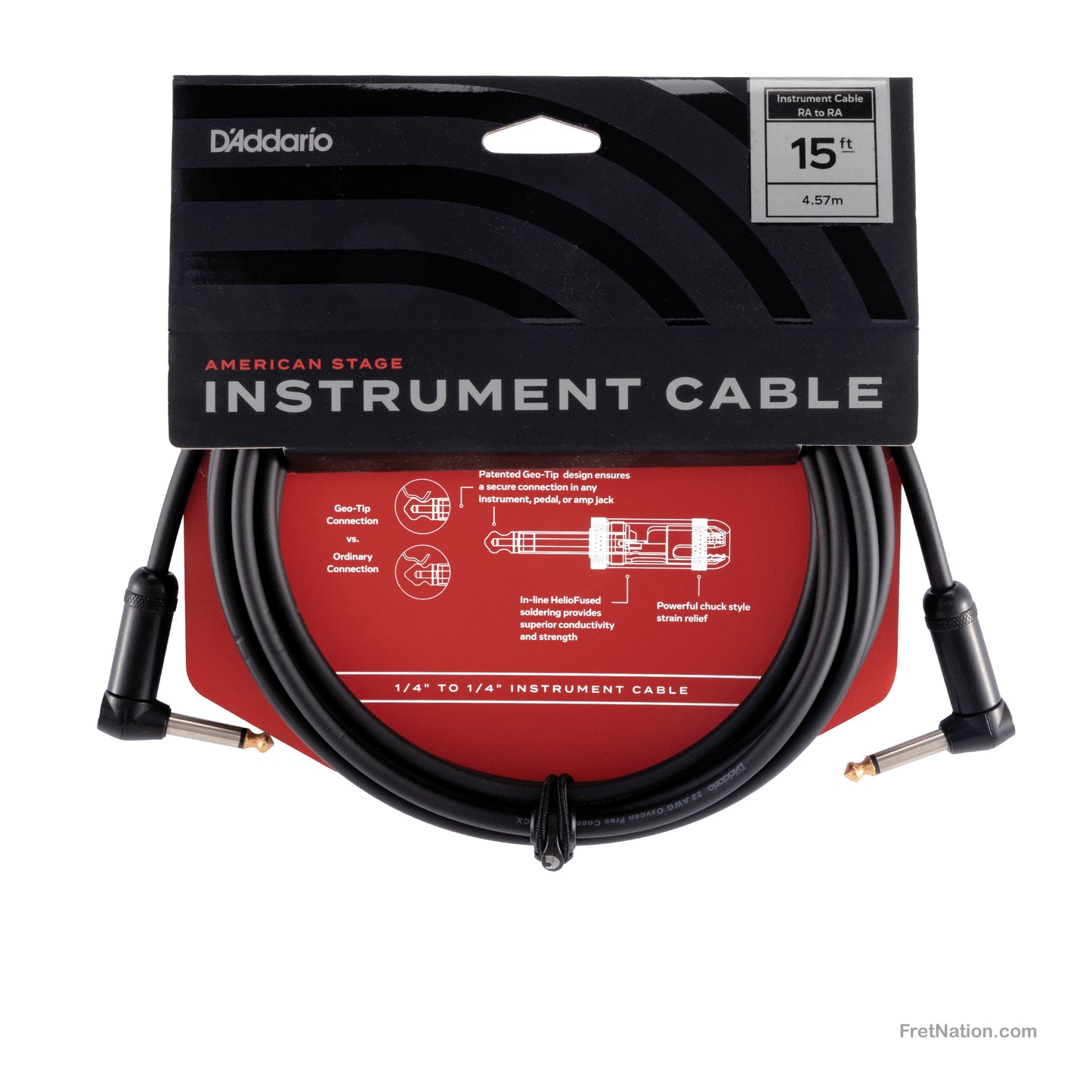 D'Addario D'Addario American Stage Instrument Cable Dual Right Angle 15-Foot 1/4" - PW-AMSGRR-15