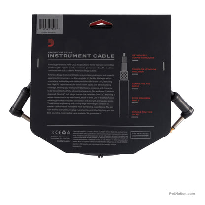 D'Addario D'Addario American Stage Instrument Cable Dual Right Angle 20-Foot 1/4" - PW-AMSGRR-20