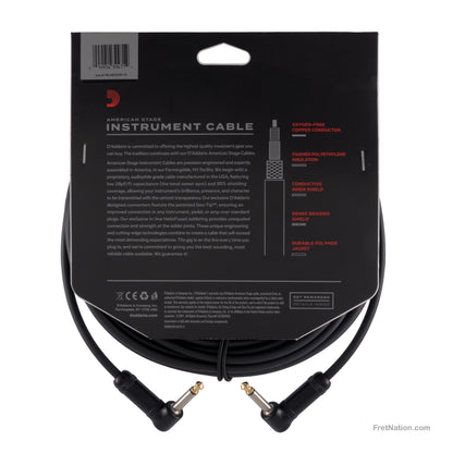D'Addario D'Addario American Stage Instrument Cable Dual Right Angle 30-Foot 1/4" - PW-AMSGRR-30