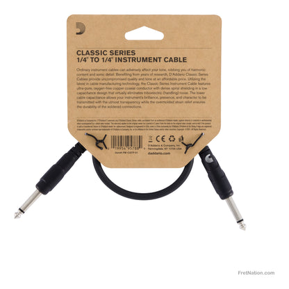 D'Addario D'Addario Classic Series Patch Cable 01-Foot - PW-CGTP-01