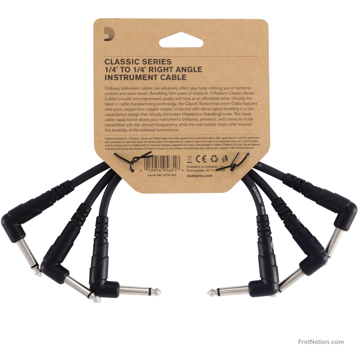 D'Addario D'Addario Classic Series Patch Cable 3-Pack 06-Inches - PW-CGTP-305