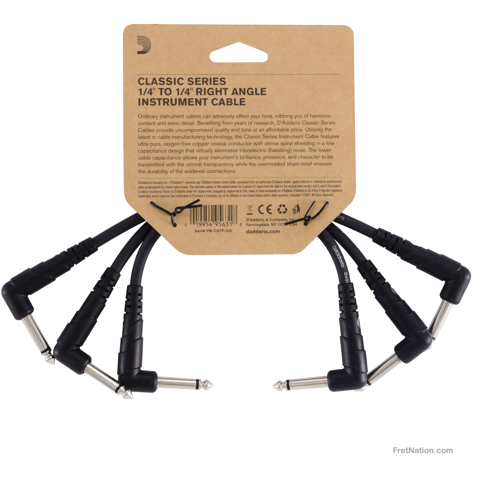 D'Addario D'Addario Classic Series Patch Cable 3-Pack 06-Inches - PW-CGTP-305