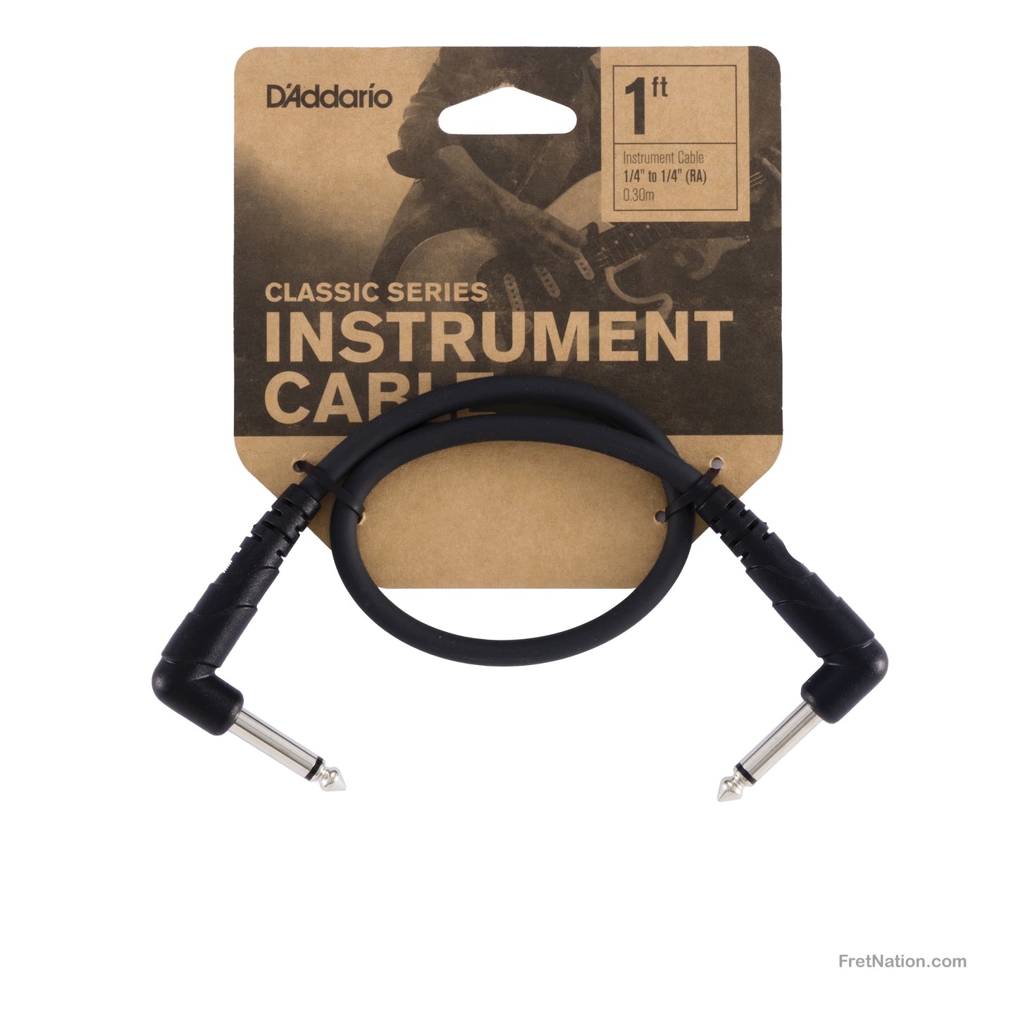 D'Addario D'Addario Classic Series Patch Cable Right Angle 01-Foot - PW-CGTPRA-01