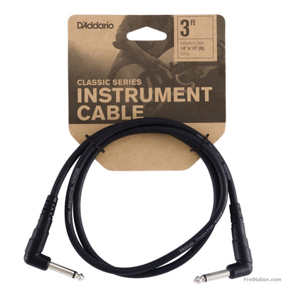 D'Addario D'Addario Classic Series Patch Cable Right Angle 03-Foot - PW-CGTPRA-03