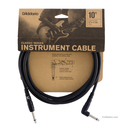 D'Addario D'Addario Classic Series Instrument Cable Right Angle 10-Foot - PW-CGTRA-10