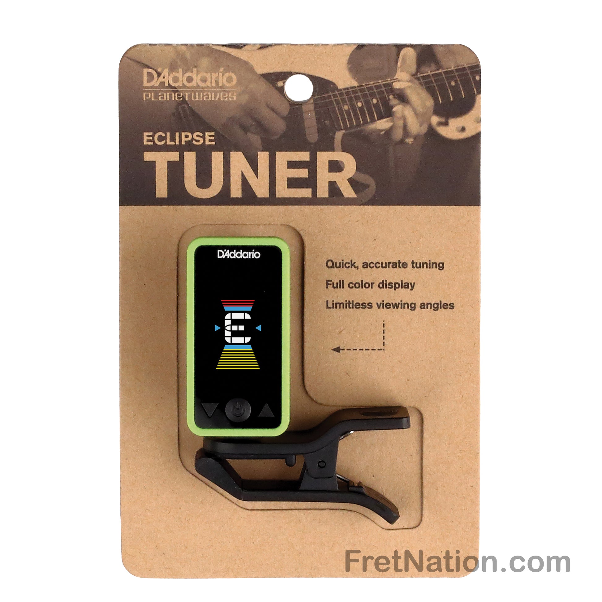 D'Addario D'Addario Eclipse Headstock Clip-On Tuner - PW-CT-17GN Green