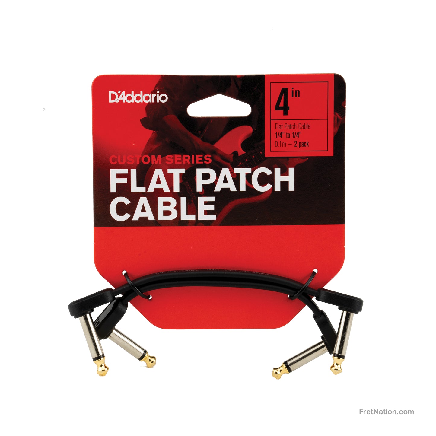 D'Addario D'Addario Custom Series Flat Instrument Patch Cable Twin Pack 04-Inch 1/4" - PW-FPRR-204