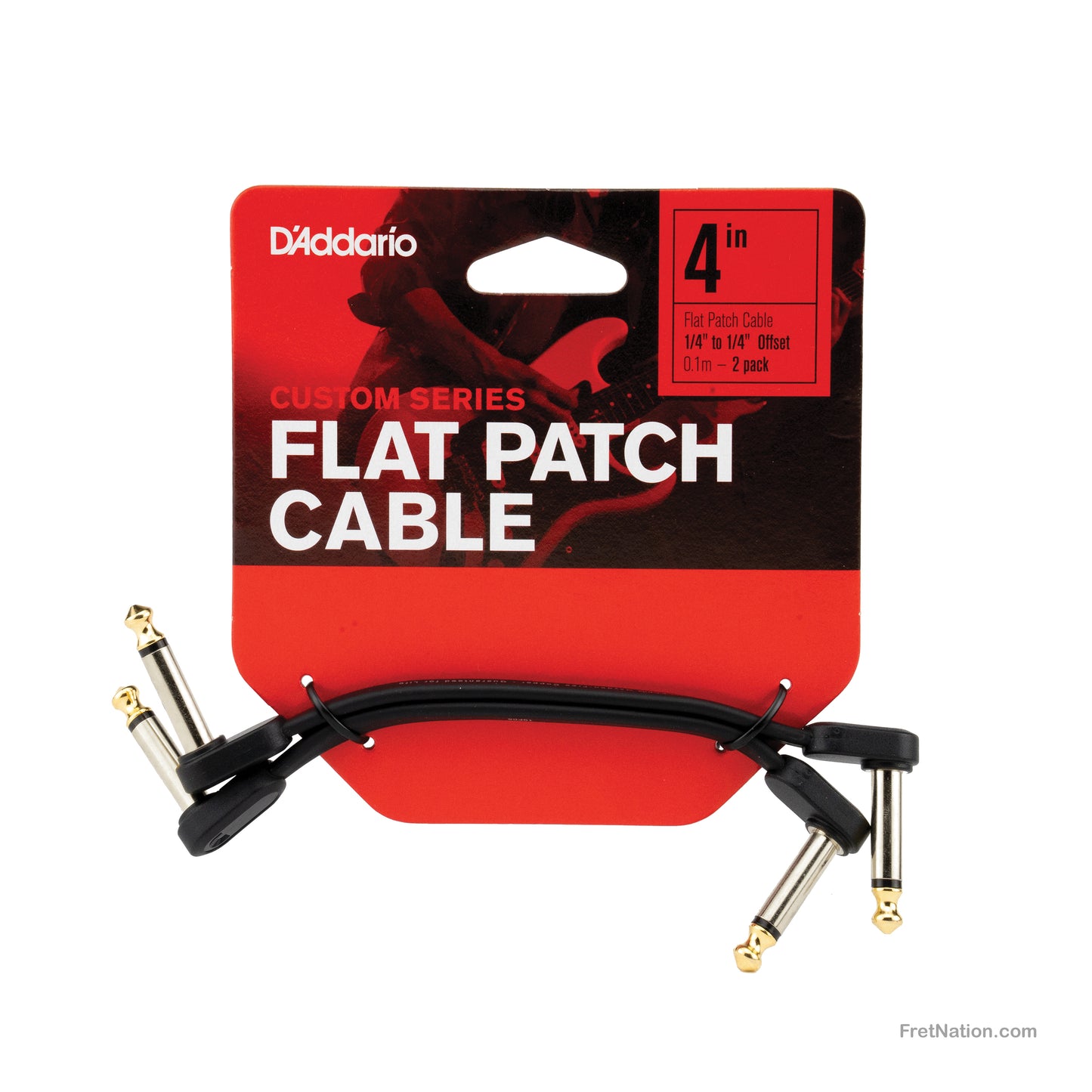 D'Addario D'Addario Custom Series Flat Instrument Patch Cable Twin Pack 04-Inch 1/4" - PW-FPRR-204
