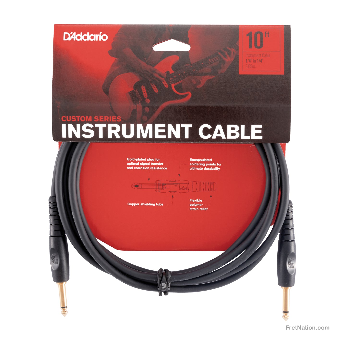 D'Addario D'Addario Custom Series Instrument Cable 10-Foot 1/4" - PW-G-10