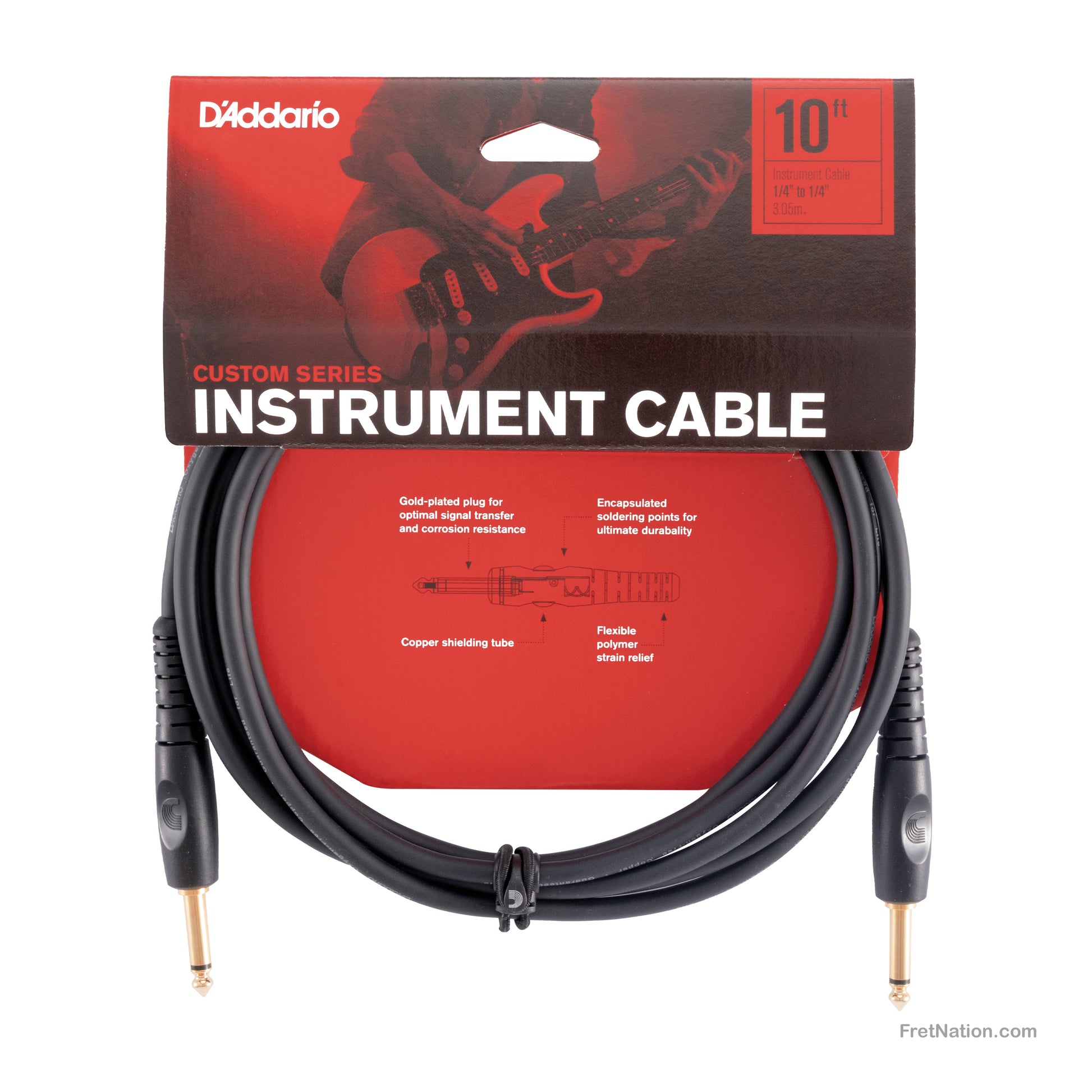 D'Addario D'Addario Custom Series Instrument Cable 10-Foot 1/4" - PW-G-10