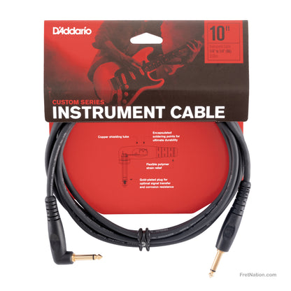 D'Addario D'Addario Custom Series Instrument Cable Right Angle 10-Foot 1/4" - PW-GRA-10