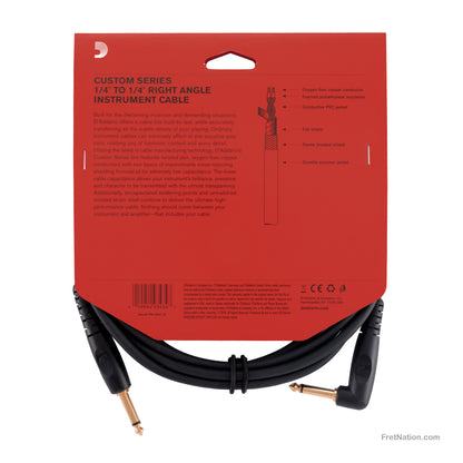 D'Addario D'Addario Custom Series Instrument Cable Right Angle 10-Foot 1/4" - PW-GRA-10