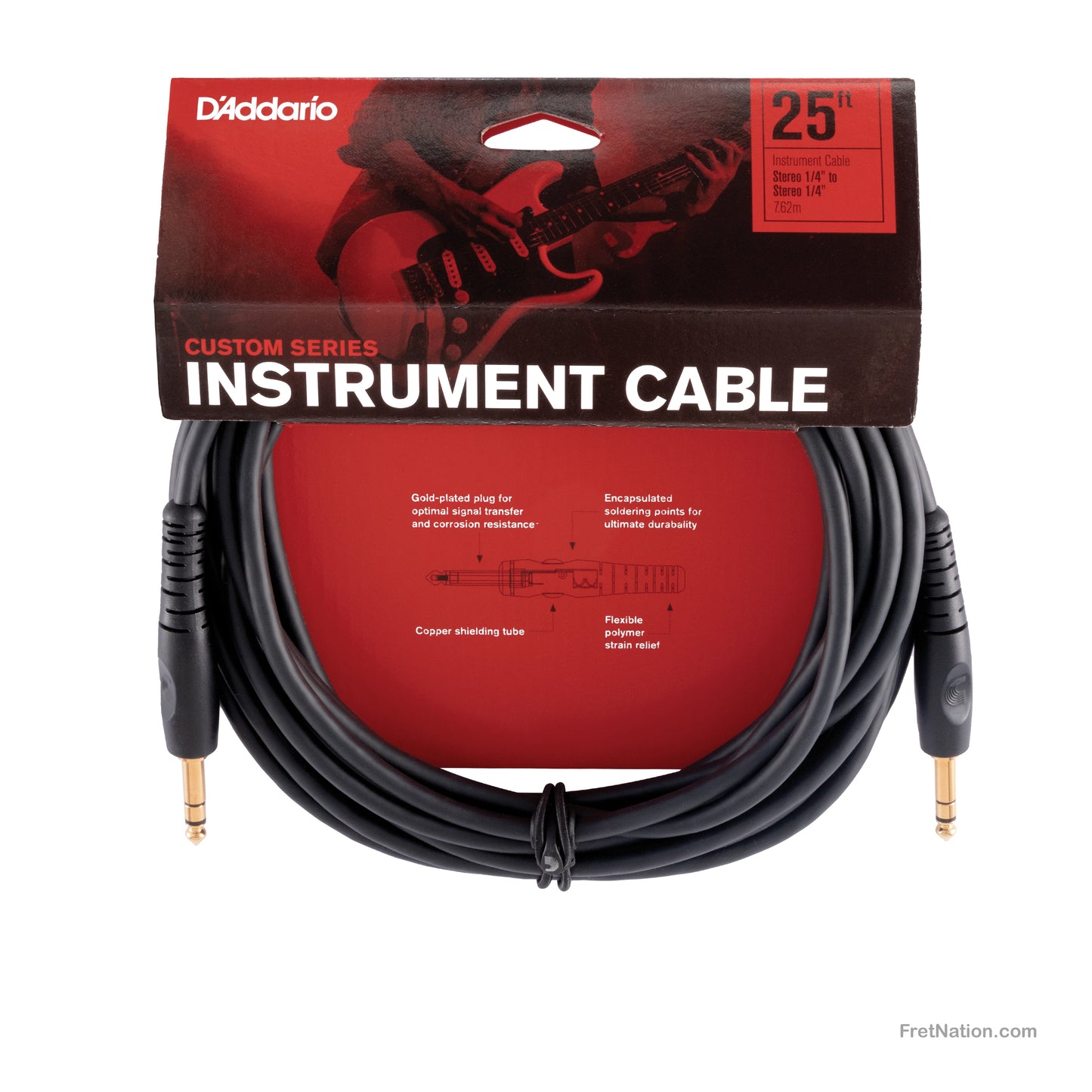 D'Addario D'Addario Custom Series Instrument Cable Stereo 25-Foot 1/4" - PW-GS-25