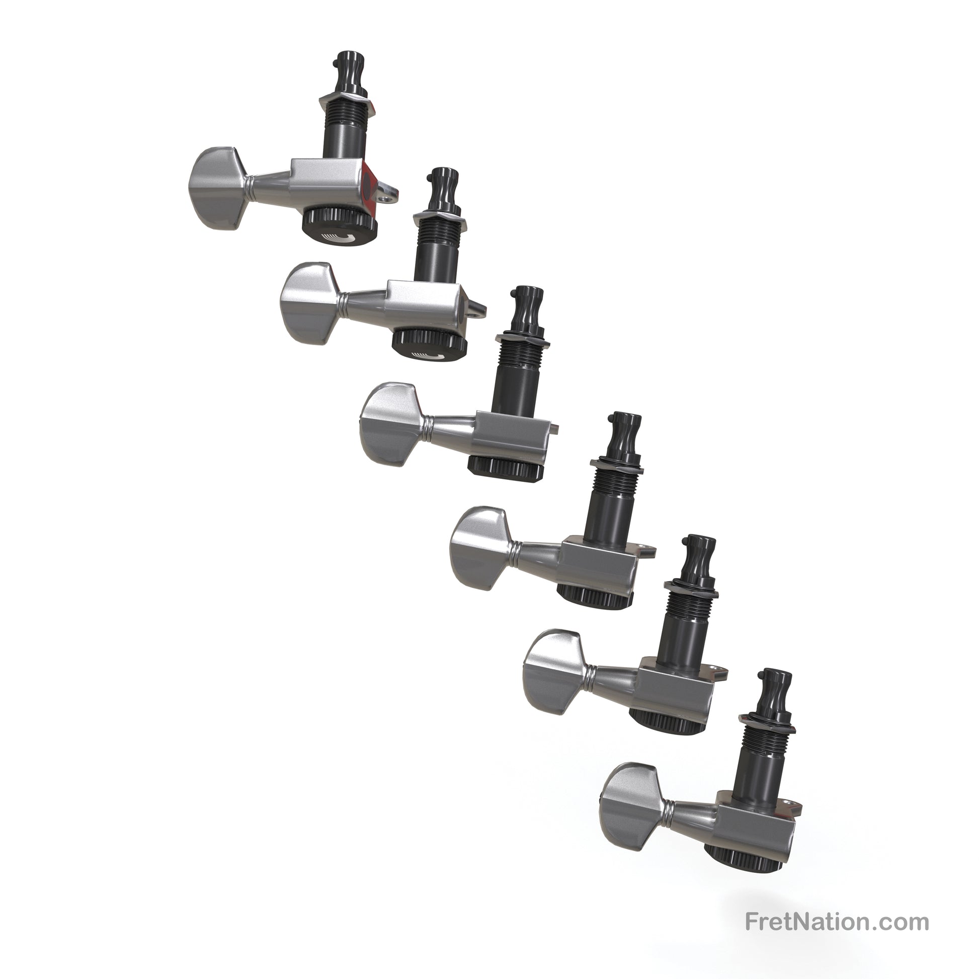 D'Addario D'Addario Auto-Trim Locking Tuning Machines 06 In-Line setup Chrome - PWAT-6R1