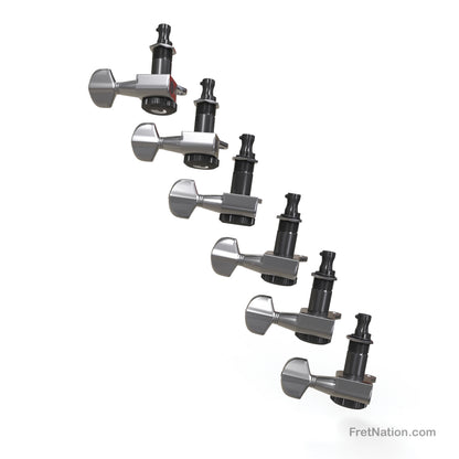 D'Addario D'Addario Auto-Trim Locking Tuning Machines 06 In-Line setup Chrome - PWAT-6R1