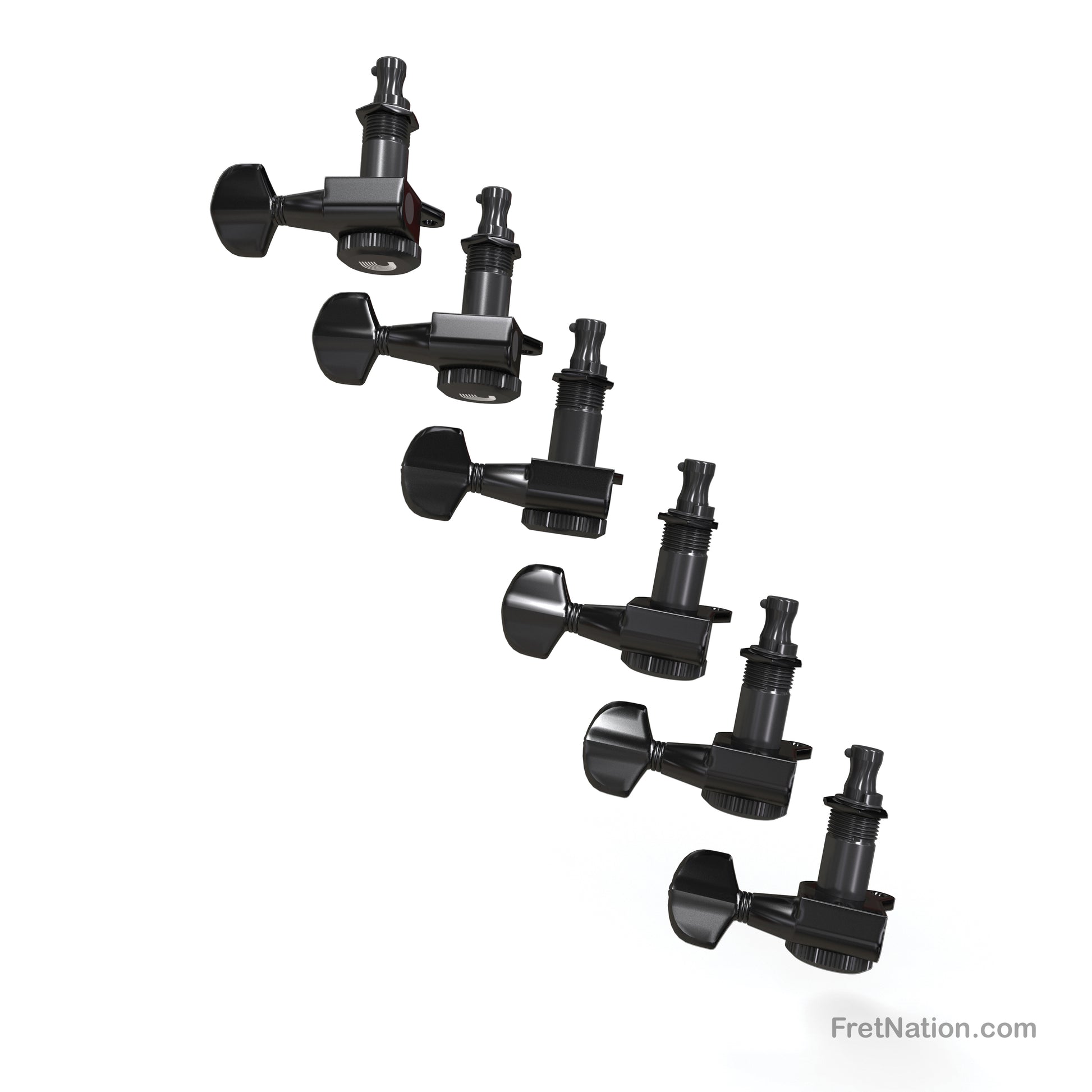 D'Addario D'Addario Auto-Trim Locking Tuning Machines 06 In-Line setup Black - PWAT-6R2
