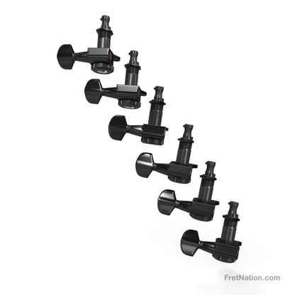 D'Addario D'Addario Auto-Trim Locking Tuning Machines 06 In-Line setup Black - PWAT-6R2