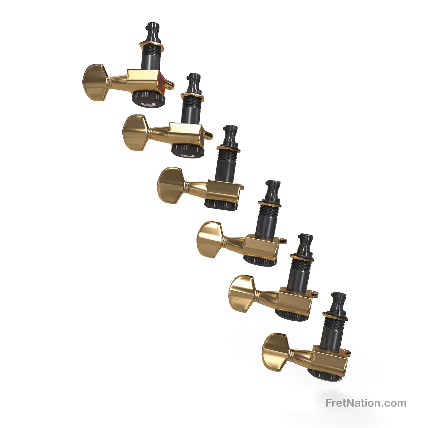 D'Addario D'Addario Auto-Trim Locking Tuning Machines 06 In-Line setup Gold - PWAT-6R3