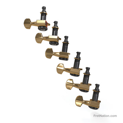 D'Addario D'Addario Auto-Trim Locking Tuning Machines 06 In-Line setup Gold - PWAT-6R3