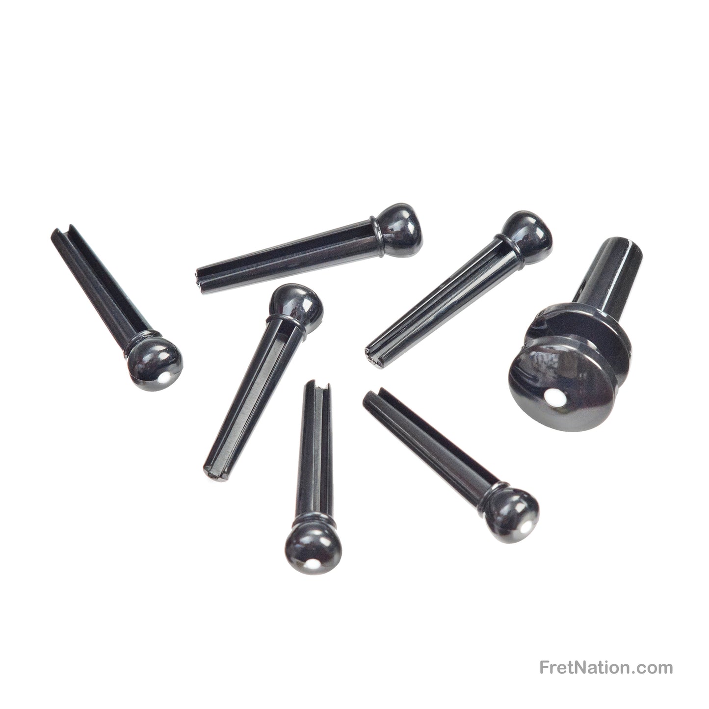 D'Addario D'Addario Injected Molded Bridge Pins with End Pin Set, Ebony with Ivory Dot - PWPS10