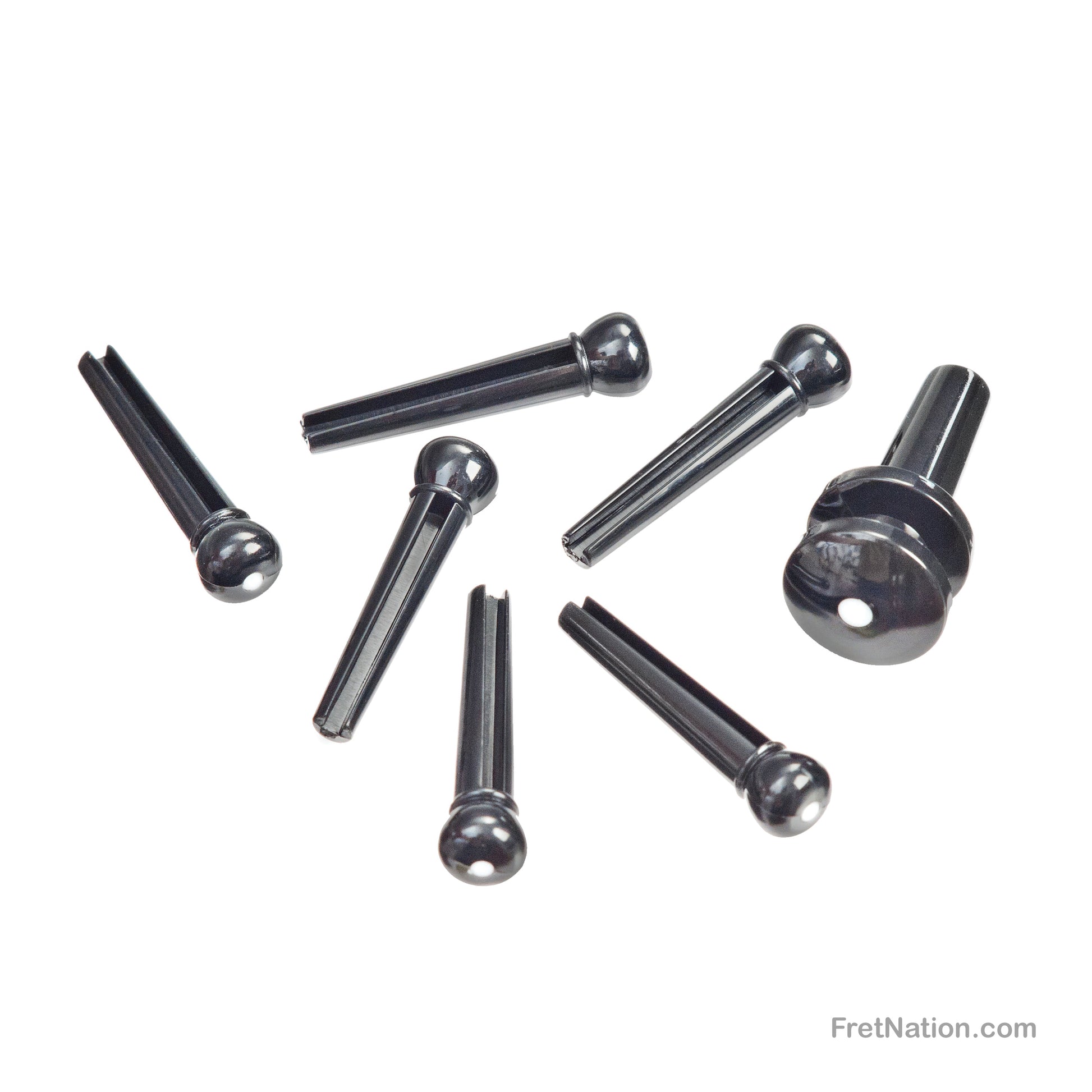 D'Addario D'Addario Injected Molded Bridge Pins with End Pin Set, Ebony with Ivory Dot - PWPS10