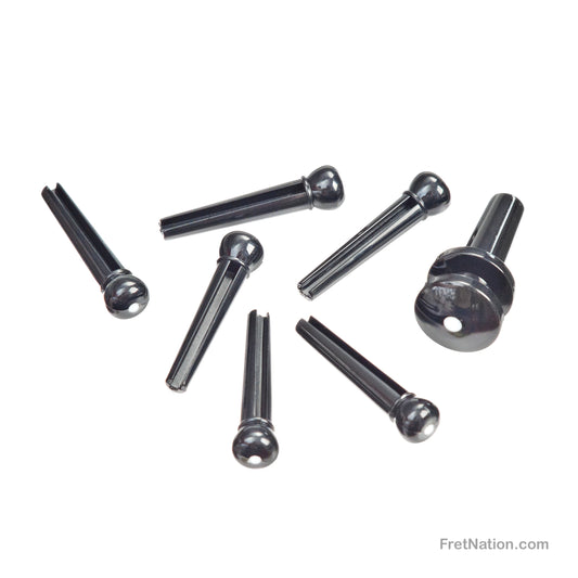 D'Addario D'Addario Injected Molded Bridge Pins with End Pin Set, Ebony with Ivory Dot - PWPS10