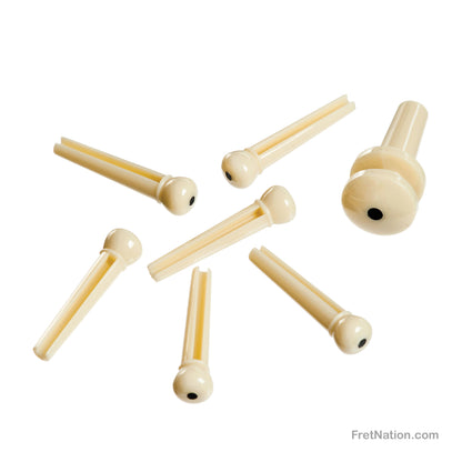 D'Addario D'Addario Injected Molded Bridge Pins with End Pin 07-pack Ivory with Ebony Dot - PWPS12