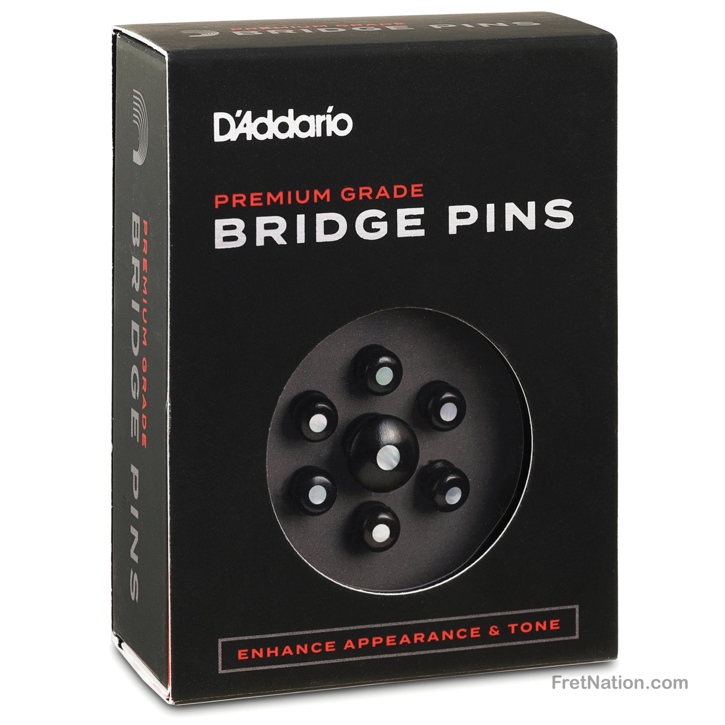 D'Addario D'Addario Ebony Bridge Pins with End Pin Set Pearl Inlay - PWPS3