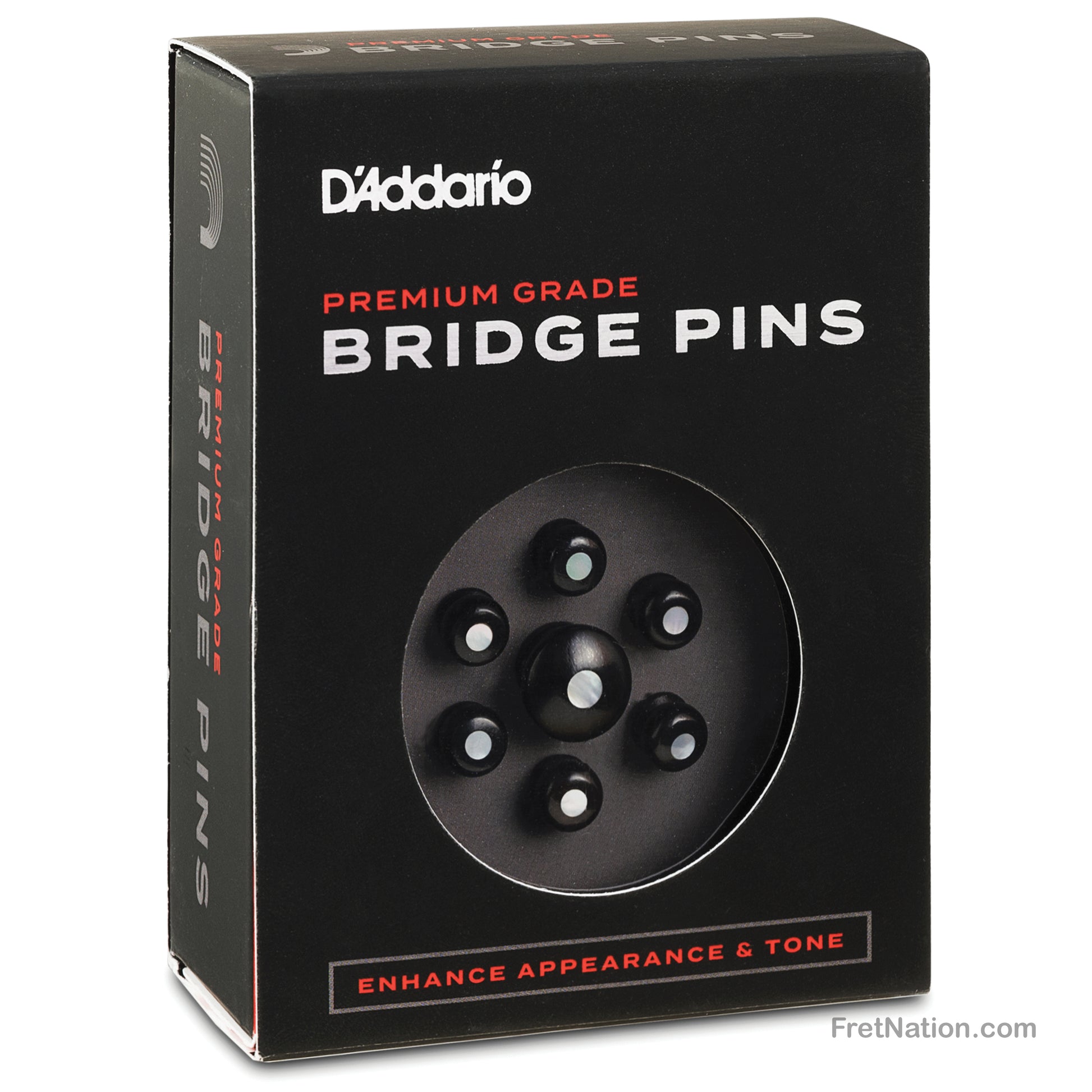 D'Addario D'Addario Ebony Bridge Pins with End Pin Set Pearl Inlay - PWPS3
