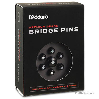 D'Addario D'Addario Ebony Bridge Pins with End Pin Set Pearl Inlay - PWPS3