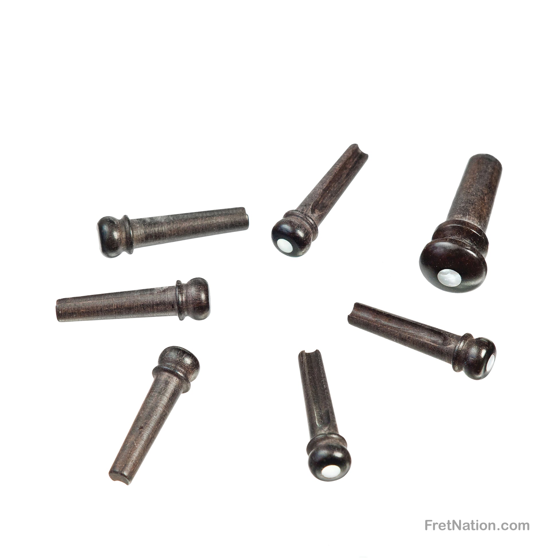 D'Addario D'Addario Ebony Bridge Pins with End Pin Set Pearl Inlay - PWPS3