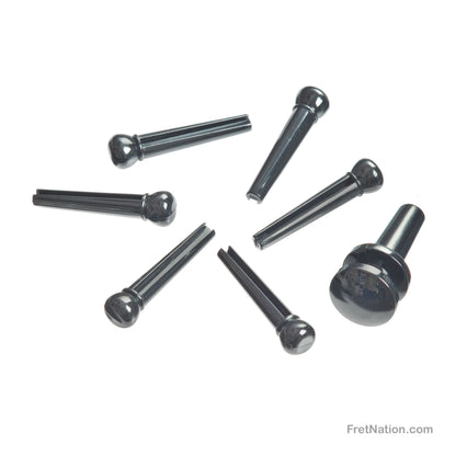 D'Addario D'Addario Injected Molded Bridge Pins with End Pin 07-pack Ebony - PWPS9