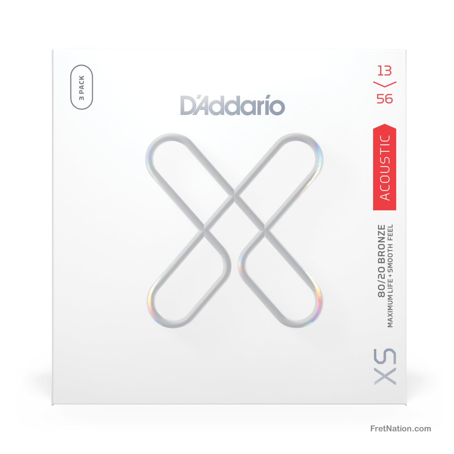 D'Addario D'Addario XS Coated 80/20 Bronze Acoustic Guitar 3-Pack - 6-String 13-56 Medium XSABR1356-3P