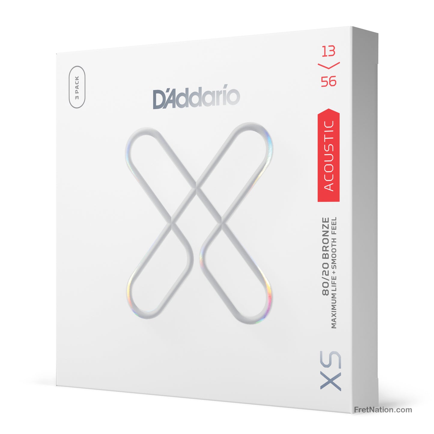 D'Addario D'Addario XS Coated 80/20 Bronze Acoustic Guitar 3-Pack - 6-String 13-56 Medium XSABR1356-3P