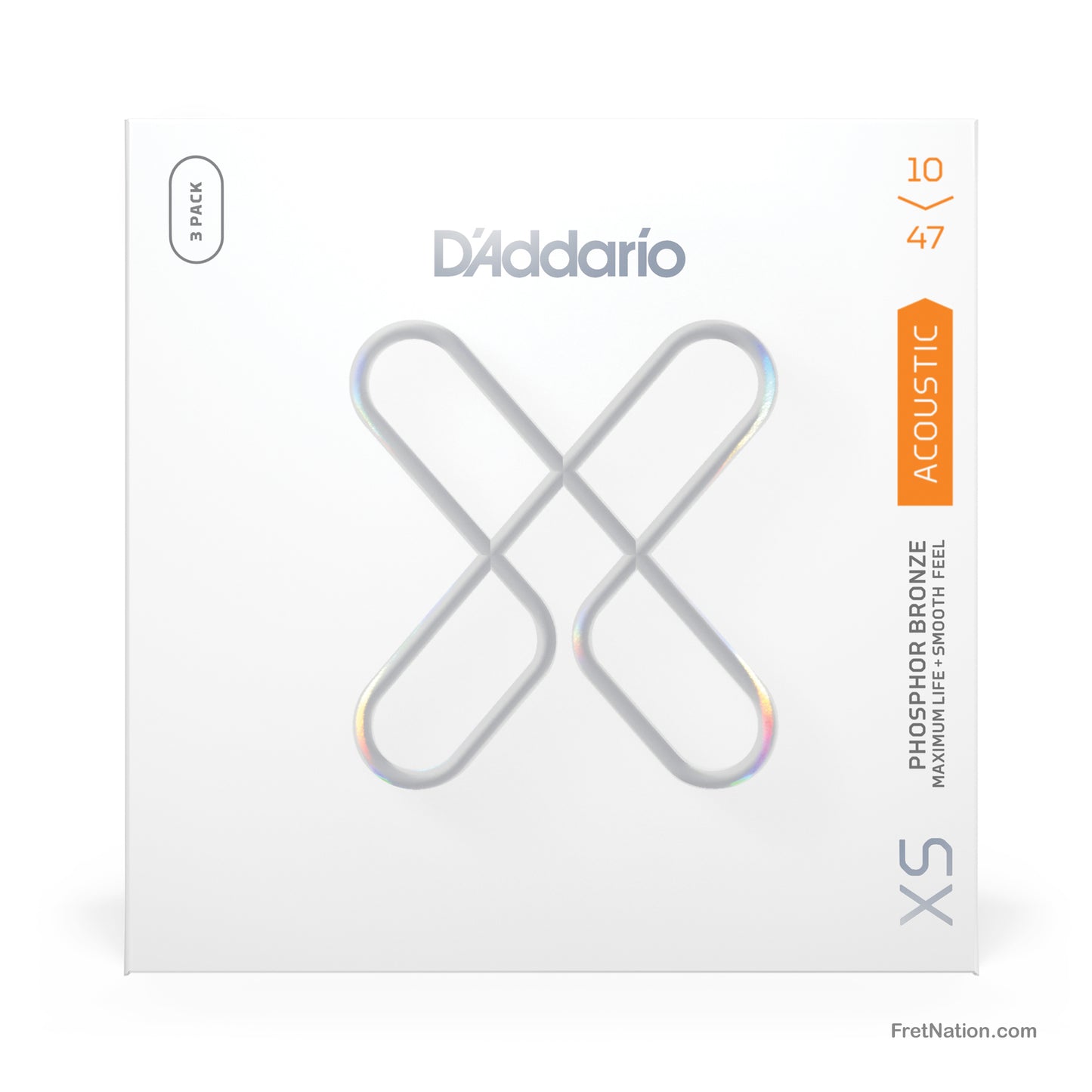 D'Addario D'Addario XS Coated Phosphor Bronze Acoustic Guitar 3-Pack - 6-String 10-47 Medium XSAPB1047-3P